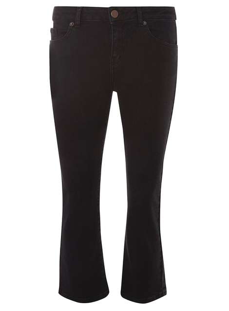 Petite Black Cropped Kickflare Trousers